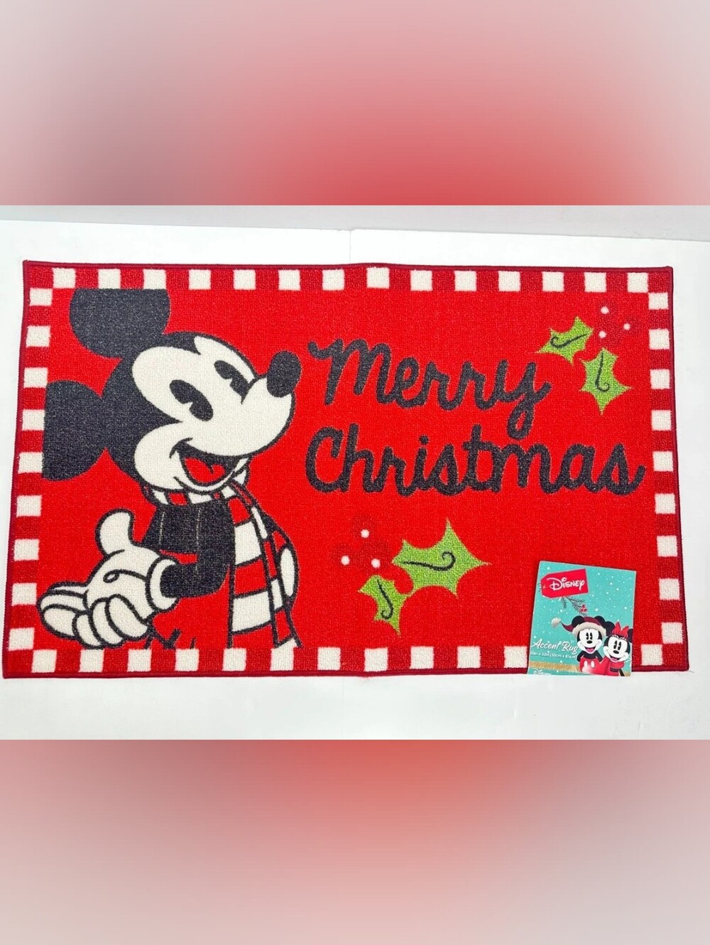 DISNEY Mickey Mouse Merry Christmas Decorative Accent Rug 20"X32” NWT